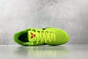 Nike Kobe 6 Protro poison green black synthetic basketball sneakers with textured upper and red logo accents