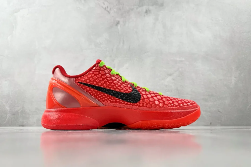 Nike Kobe 8 System Bright Crimson black Swoosh neon green laces synthetic mesh sneakers
