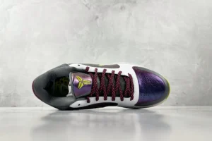 Nike Kobe 6 Protro All-Star white purple black synthetic leather sneakers with yellow accents