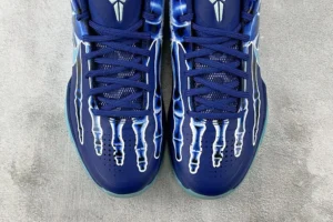 Nike Kobe Protro 5 Halloween blue skeletal graphic leather sneakers with blue laces and icy sole