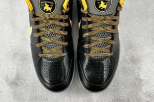 Nike Kobe 6 Protro Black Mamba black yellow synthetic leather sneakers with mesh upper