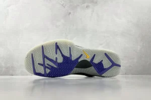 Nike Kobe 5 Protro silver purple yellow rubber basketball sneakers outsole view