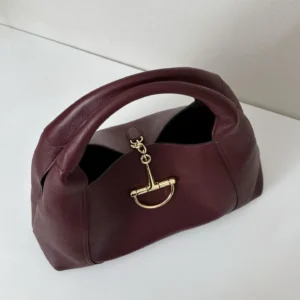 JW Anderson Anchor small handbag burgundy color soft leather with gold hardware closure