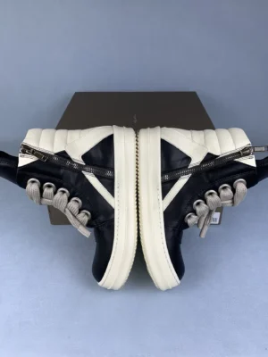 Giuseppe Zanotti May London black white leather high-top sneakers with side zipper and rope laces