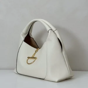Givenchy Golfetto medium ivory white leather hobo bag with gold hardware clasp detail