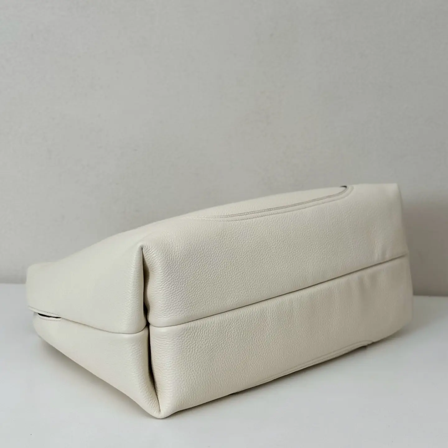 Celine Medium Triomphe bag white grained leather tote with clean structured design