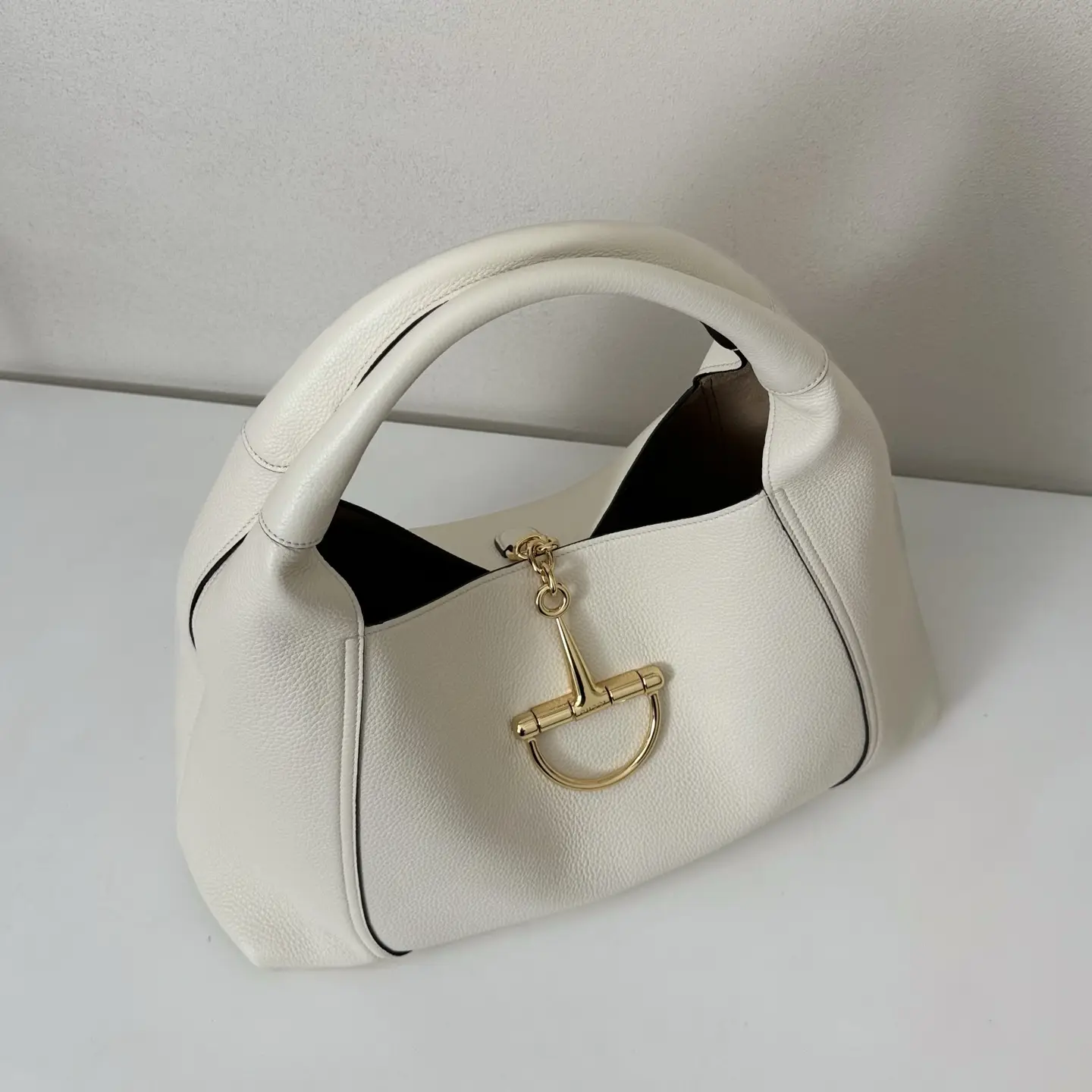 Salvatore Ferragamo Tote Bag white leather gold-tone hardware medium size handbag