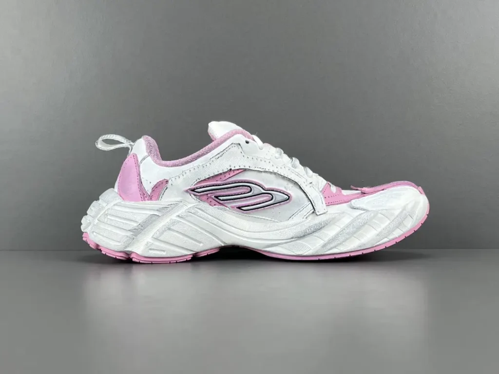 Skechers D'Lites 11936 white pink leather mesh sneakers with chunky sole and embroidered logo
