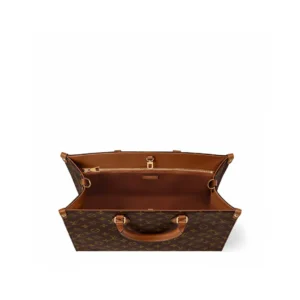 Louis Vuitton Onthego GM large tote bag brown monogram canvas leather trim interior zipper pouch