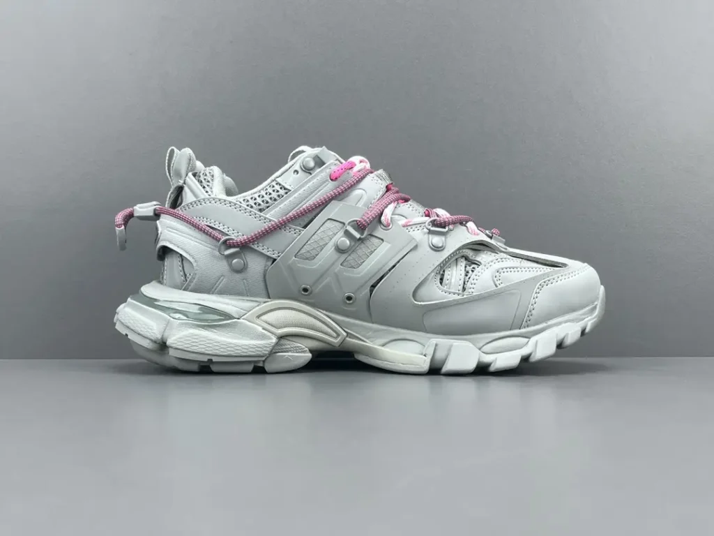 Balenciaga Track 2 gray pink mixed mesh leather sneakers