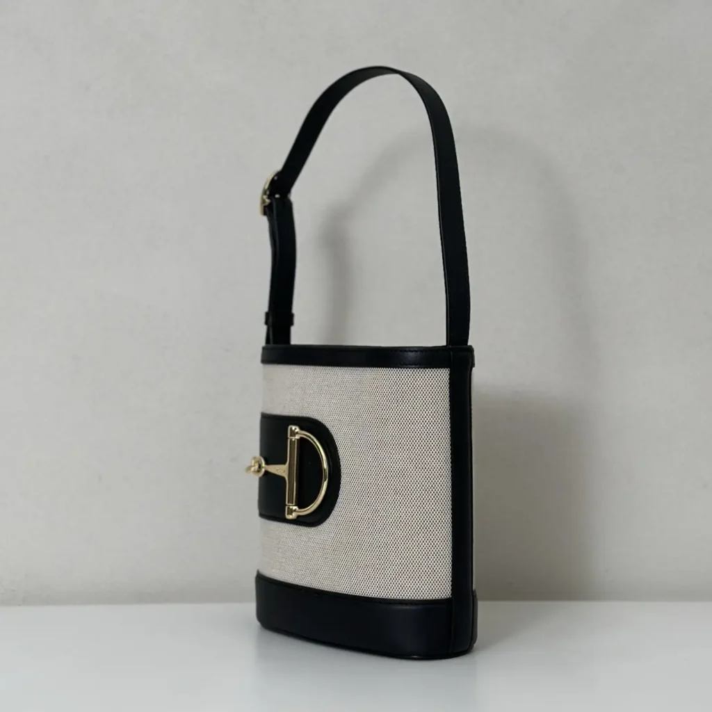 Dior 30 Montaigne small shoulder bag beige canvas black leather gold hardware buckle closure