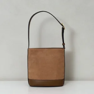Celine Cabas Bucket bag medium brown suede with leather trim shoulder bag