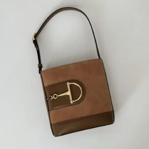Gucci 1955 horsebit small bucket bag brown suede and leather with gold hardware