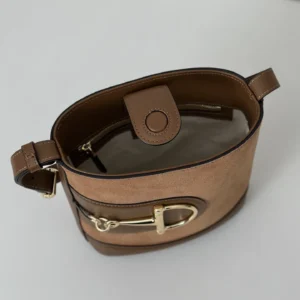 Hermès Roulis 23 small bag brown suede leather gold hardware buckle closure