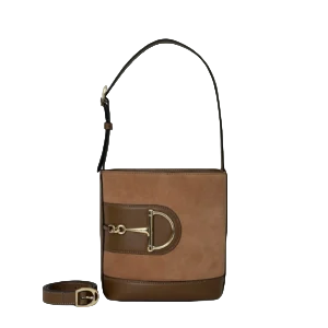 Herm&egrave;s 18 bag medium brown calfskin leather shoulder bag with gold hardware buckle