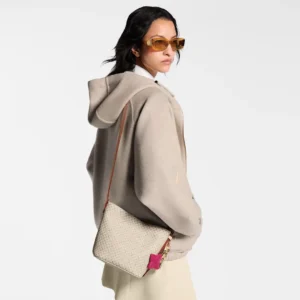 Louis Vuitton Gabie PM 21 beige monogram canvas crossbody bag pink leather charm