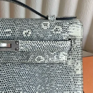 Hermès Kelly 28 bag gray white python leather silver hardware luxury handbag