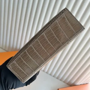 Hermes Constance 24 clutch bag ardoise taupe grey alligator leather flap handbag