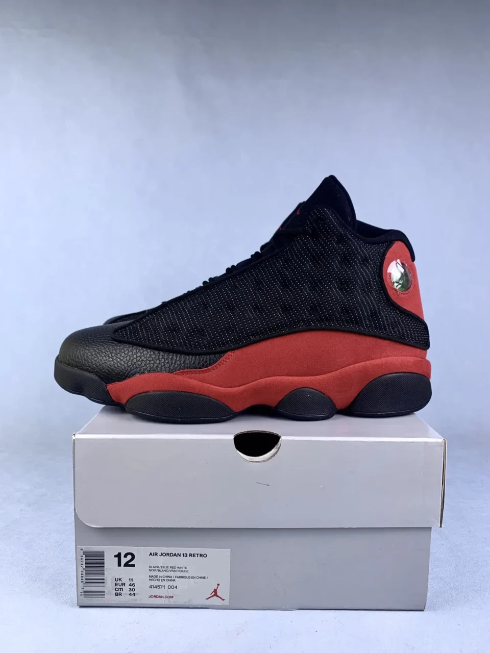 Nike Air Jordan 13 Retro black true red white leather and suede sneakers size 12