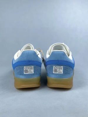 Nike Daybreak Type blue white gum sole nylon suede sneakers rear view with size label