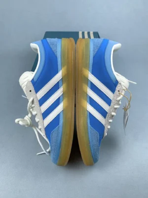 Adidas Gazelle OG blue white gray suede nylon sneakers with gum rubber sole