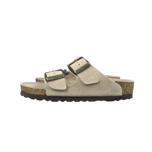 Birkenstock Arizona SL Nubuck Style 1019235 beige suede sandals with adjustable straps and cork sole
