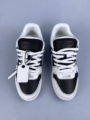 Off-White Low Top Sneakers black white leather with signature zip tie and contrasting panels