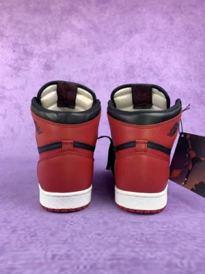 Nike Air Jordan 1 High OG Chicago red black white leather sneakers rear view