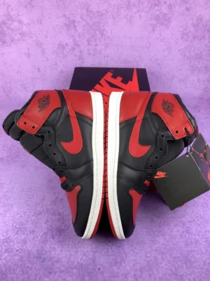 Nike Air Jordan 1 Retro High OG Bred black and red leather sneakers with white midsole and red outsole