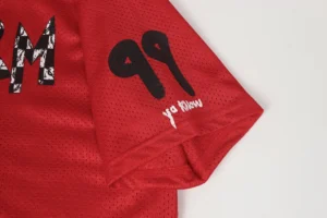 Repsgoat basketball jersey red mesh fabric black and white graphic print