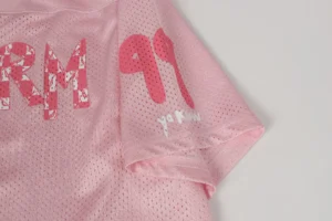 Repsgoat mesh jersey pink fabric printed letters short sleeve sportswear