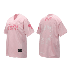 Chrome Hearts mesh football jersey pink cotton blend with graphic print front and back team design