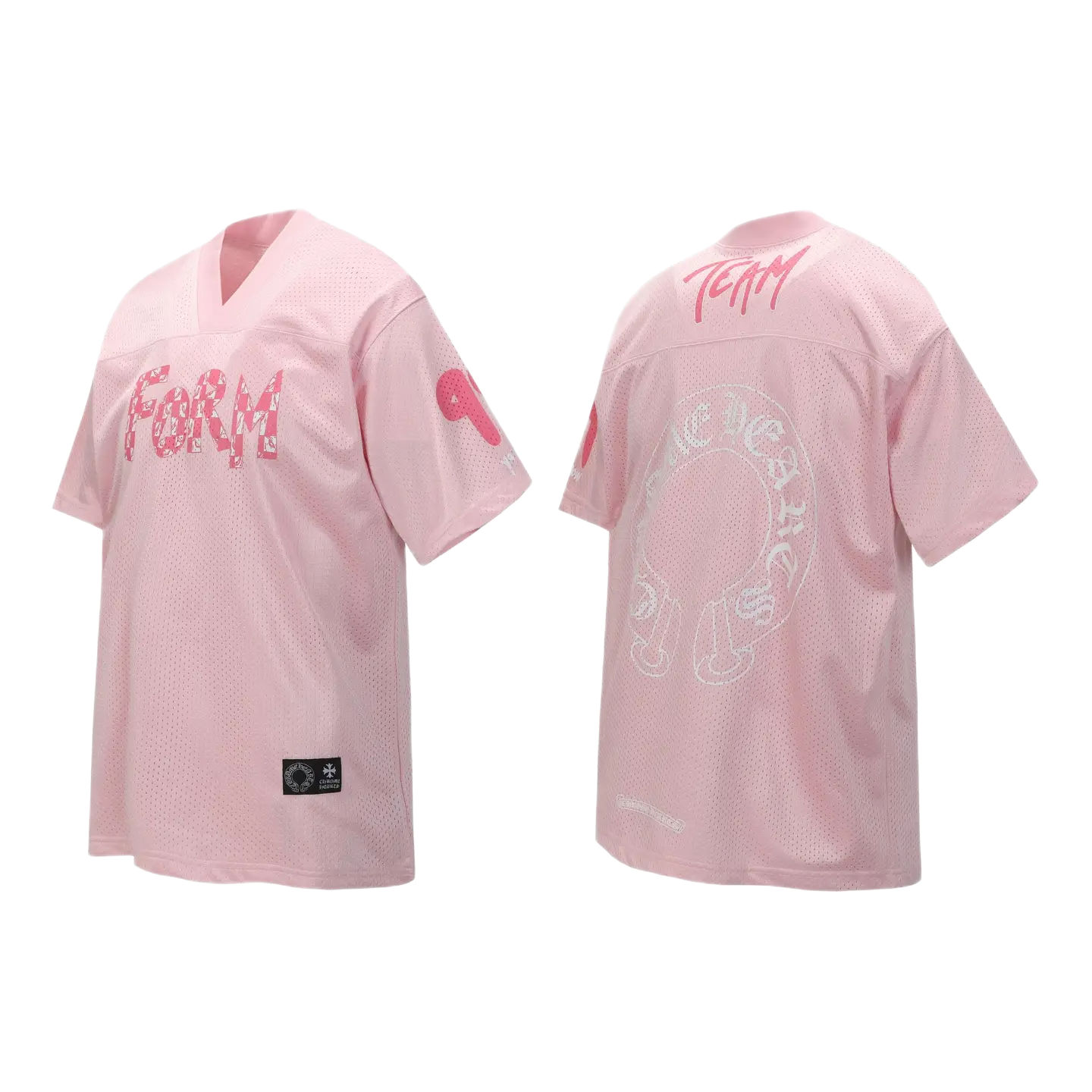 Chrome Hearts mesh football jersey pink cotton blend with graphic print front and back team design