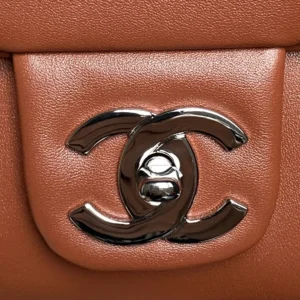 Chanel Classic Flap Bag medium rusty brown leather silver-tone metal logo clasp