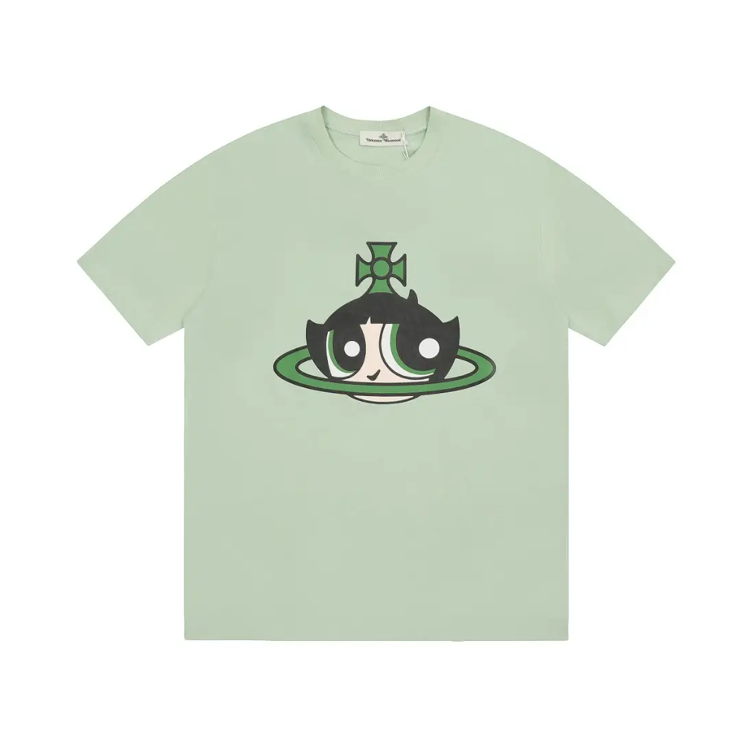 Vivienne Westwood T-shirt green cotton with cartoon graphic print