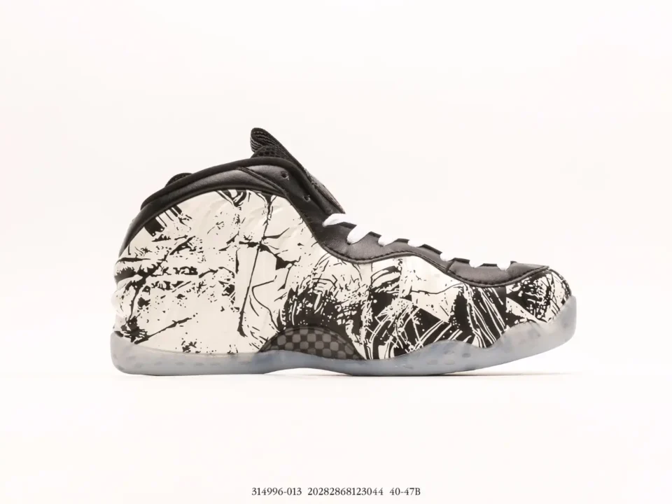 Nike Air Foamposite One black white marble print synthetic sneakers
