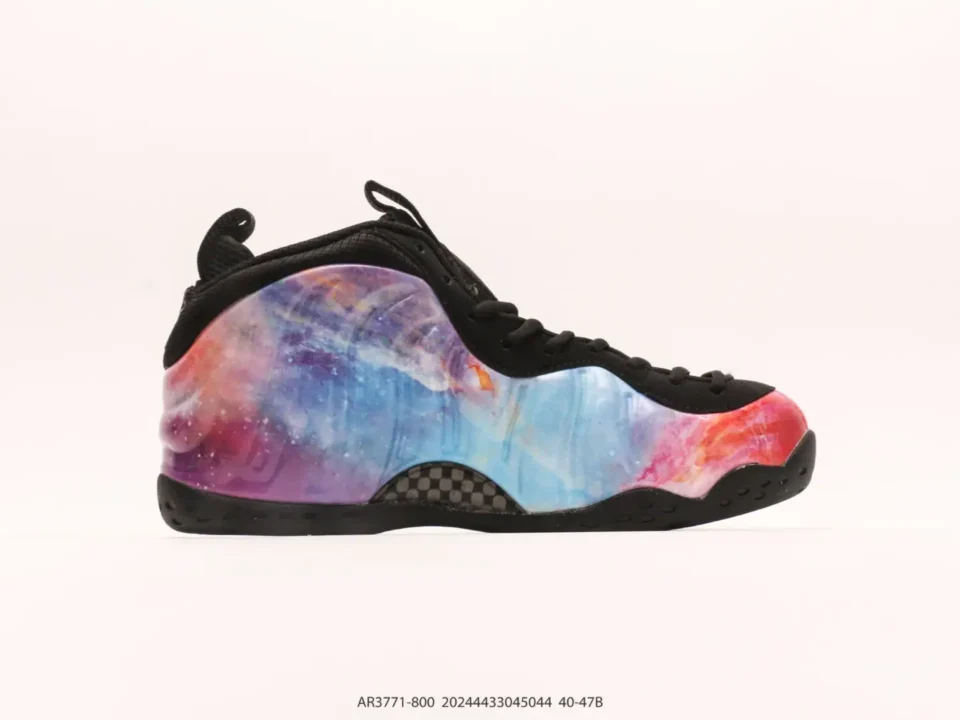 Nike Air Foamposite One Galaxy multicolor foam upper black sneakers