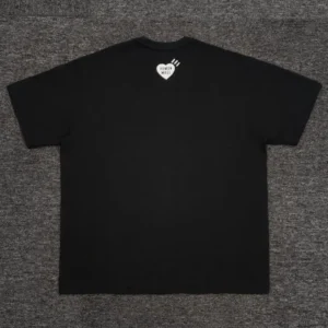 Human Made T-shirt black cotton with small white heart logo on upper back
