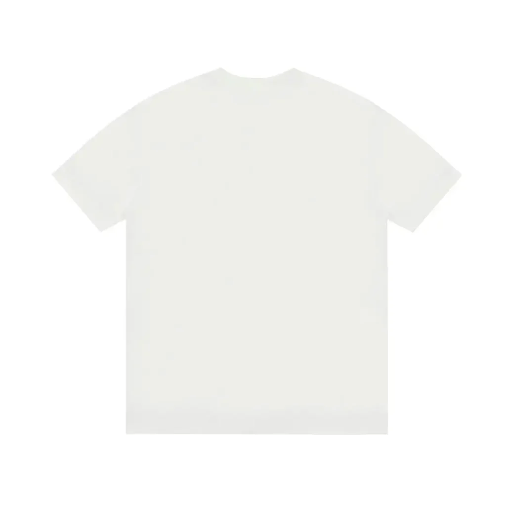 No brand or product details visible on the plain white t-shirt displayed on a white background