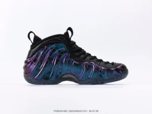 Nike Air Foamposite One FQ9050-400 blue purple iridescent synthetic sneakers with black accents