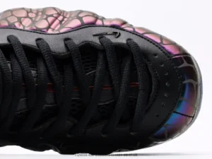 Nike Air Foamposite One black metallic iridescent mesh sneakers leather upper