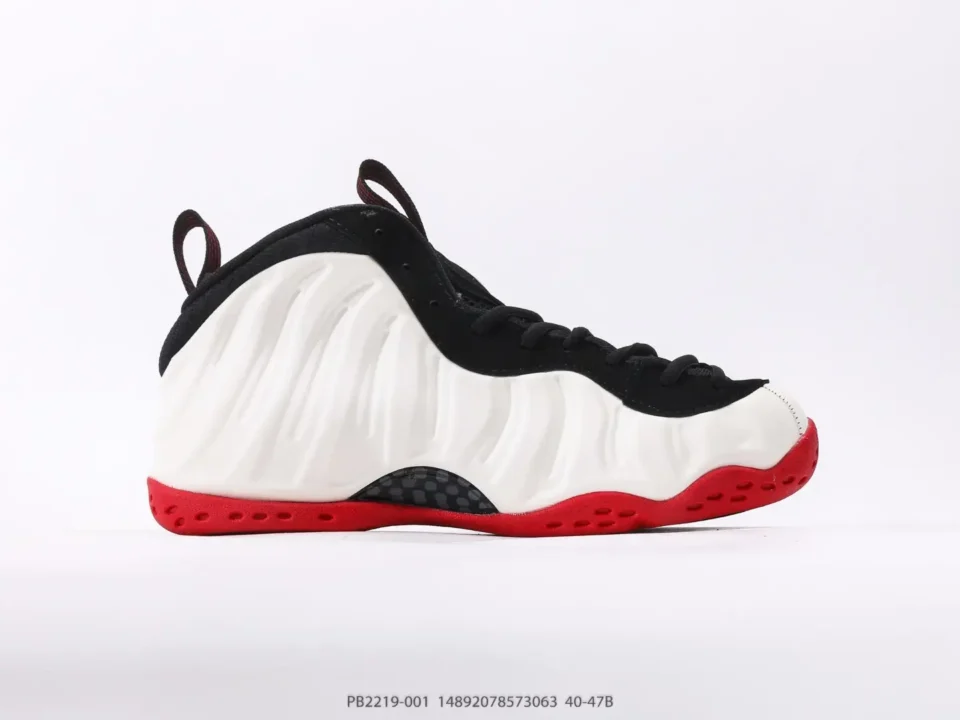 Nike Air Foamposite One white black red synthetic leather sneakers