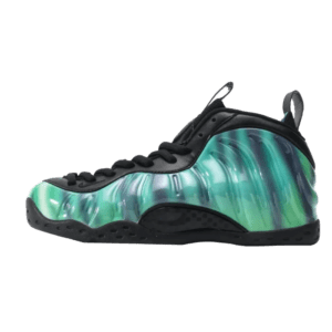 Nike Air Foamposite One 314996-301 Aurora Green black foam shell sneakers with mesh and synthetic upper