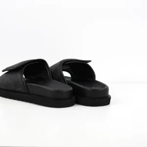 Louis Vuitton x Fragment Pool Slides black monogram leather slip-on sandals