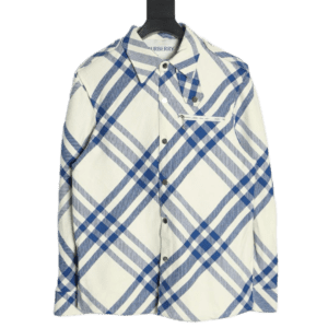 Burberry plaid shirt white blue cotton button-up long sleeve top