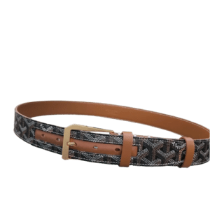 Goyard belt black brown leather signature pattern gold-tone buckle accessory