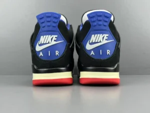 Nike Air Jordan 4 Retro Royal black blue red suede sneakers with white logo on heel tab