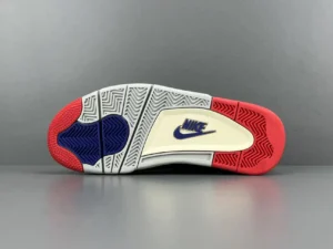 Nike Air Jordan 4 Retro Fire Red white varsity royal cement black leather sneakers outsole view