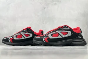Dior B22 sneakers Black Red Mesh and leather upper low-top athletic shoes style DIOR B22