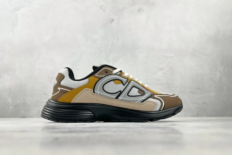 Christian Dior B22 sneaker CD1BLM8SA brown beige white mesh leather with black sole